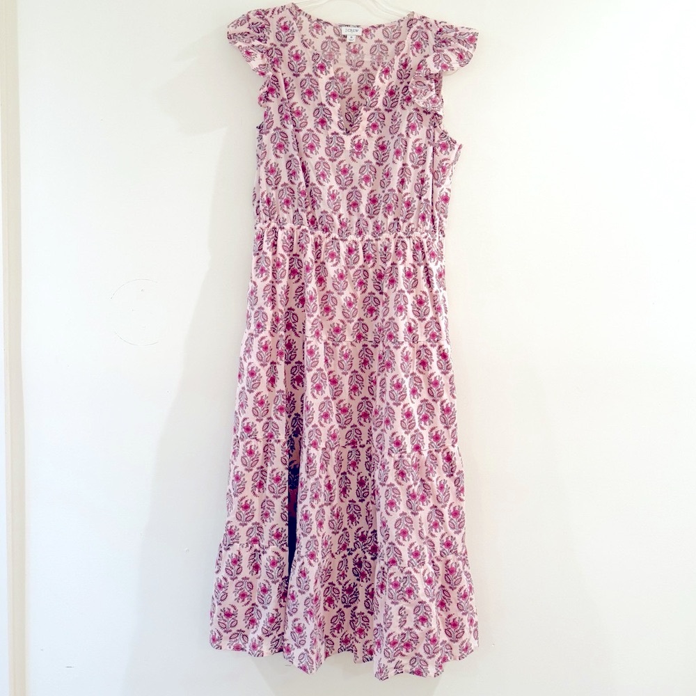 J. Crew Ruffle-Sleeve Floral Print Midi Dress - Picture 2 of 11